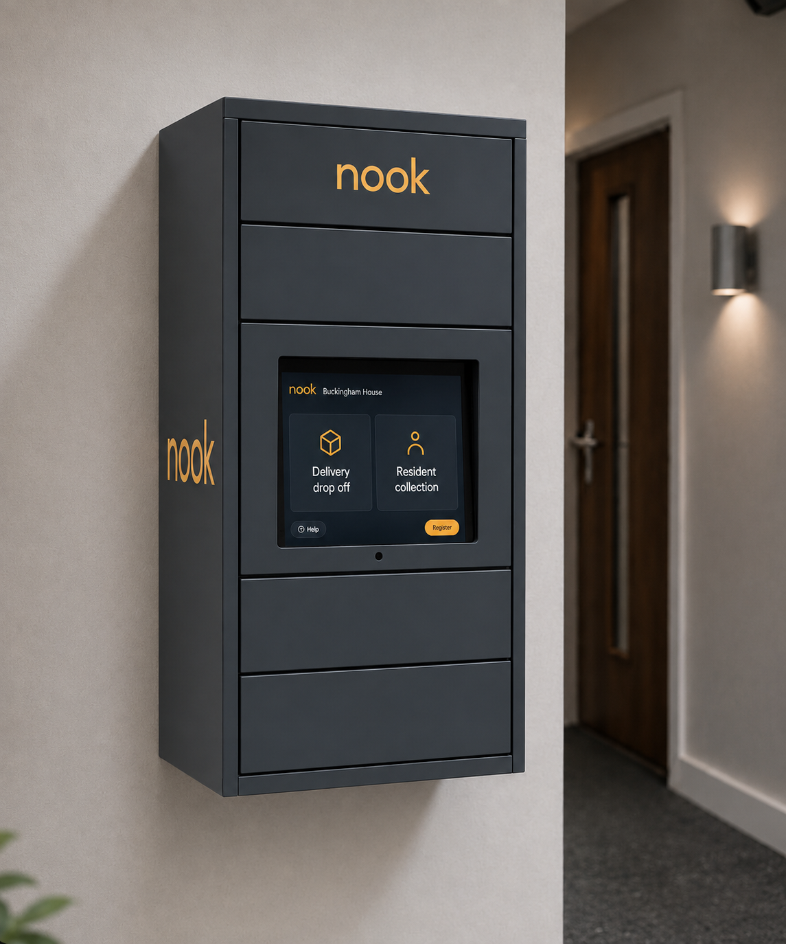 nook N4 wall-mounted parcel locker unit